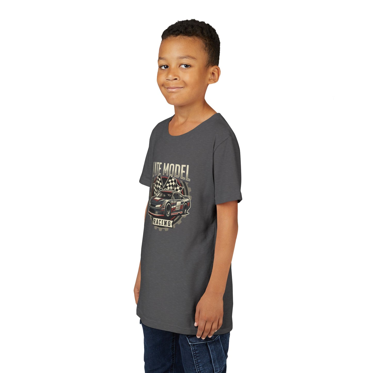Youth Racing Tee — "Late Model Racing" Car Graphic