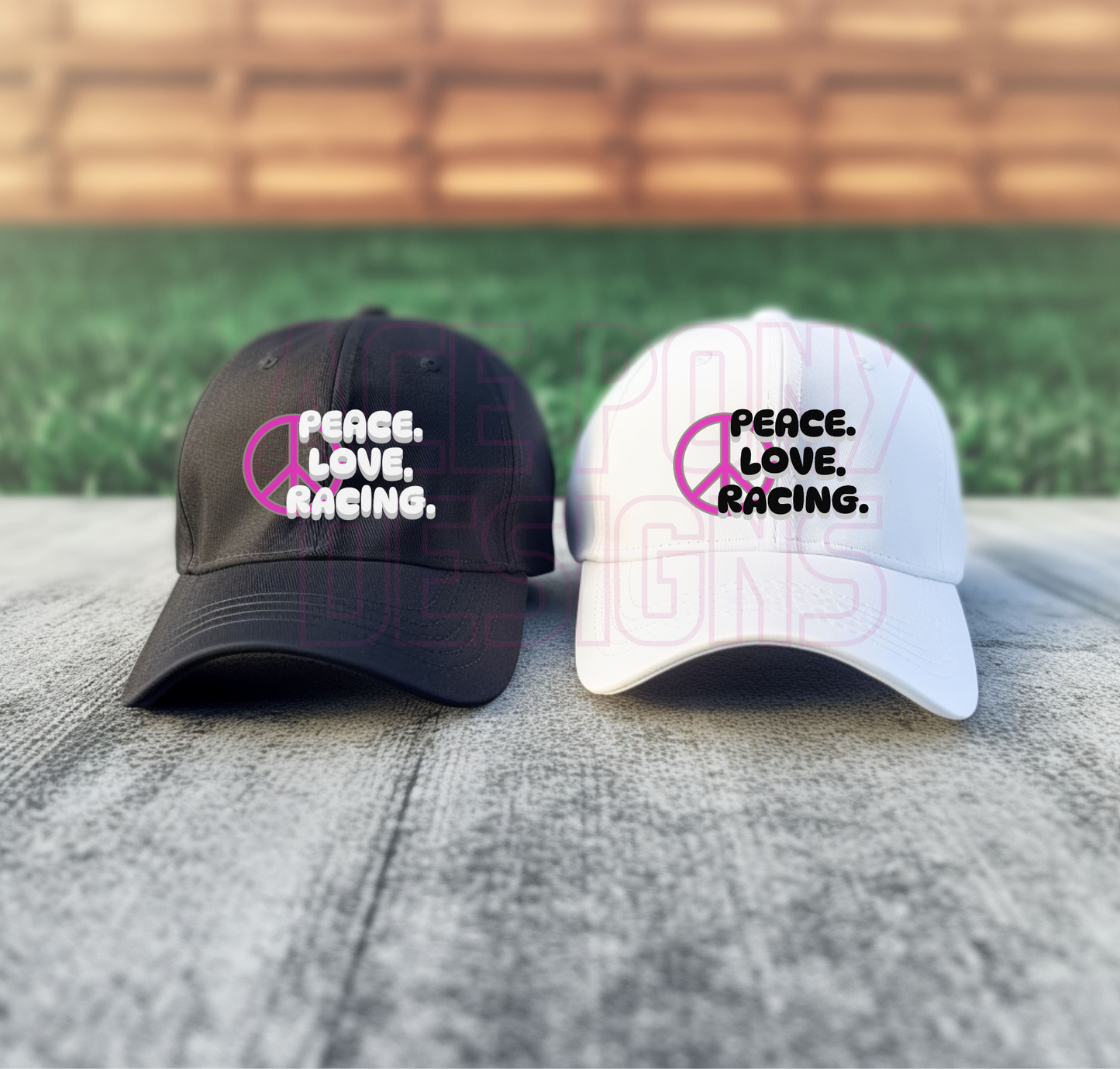 Peace. Love. Racing. Adult Hat