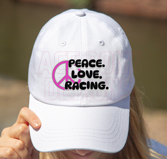 Peace. Love. Racing. Adult Hat