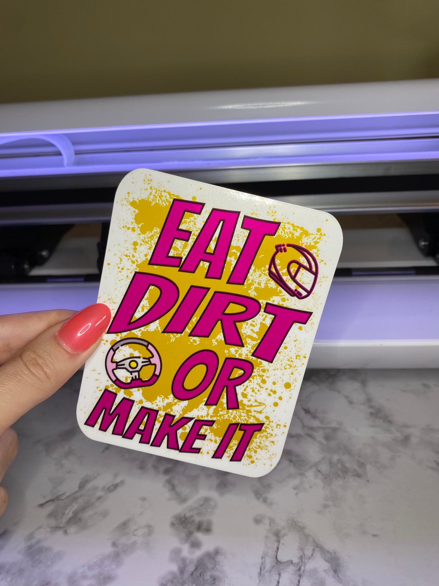 "EAT DIRT OR MAKE IT" Bumper Sticker Decal