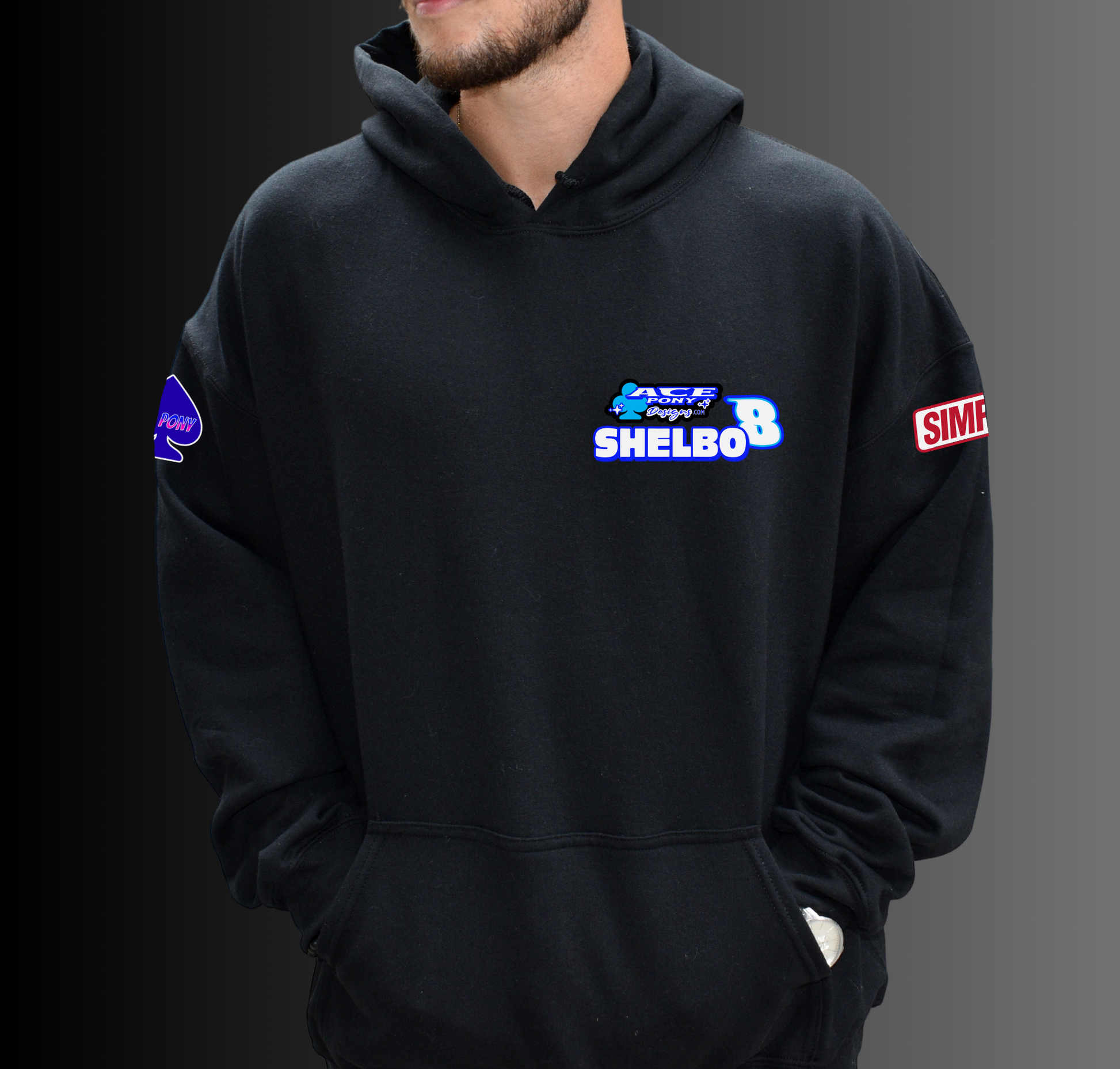 Olivia Shelbo Sprint Car Dirt Hoodie Black Front