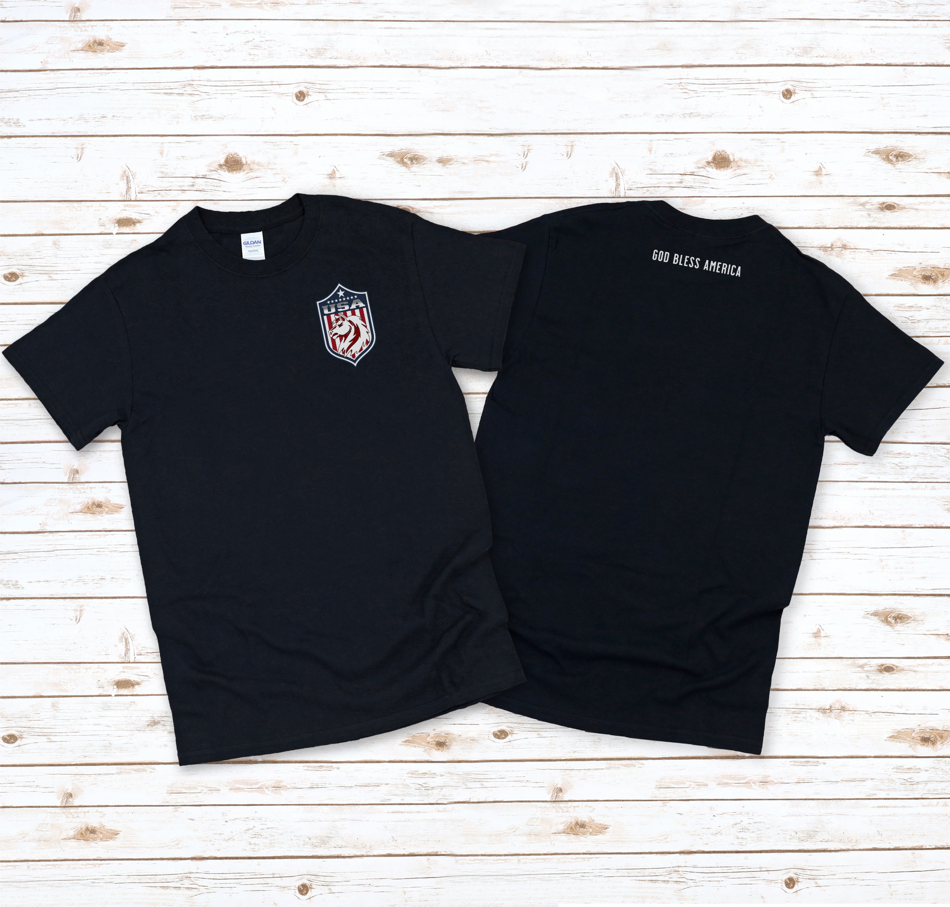 Black American Pony "USA" Adult T-Shirt