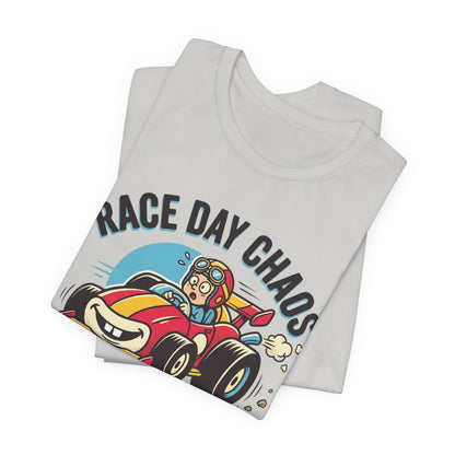 Race Day Chaos Tee — "Hold On For Dear Life" Racing Car Graphic Shirt