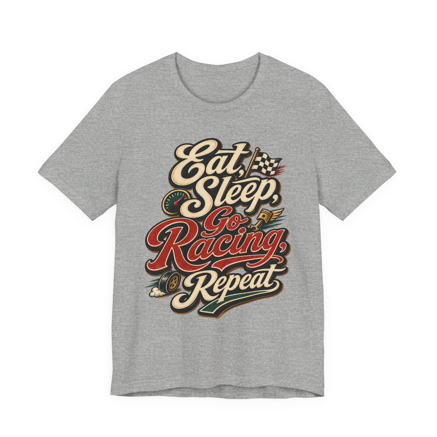 Racing T-Shirt — "Eat Sleep Go Racing Repeat" Retro Graphic Tee