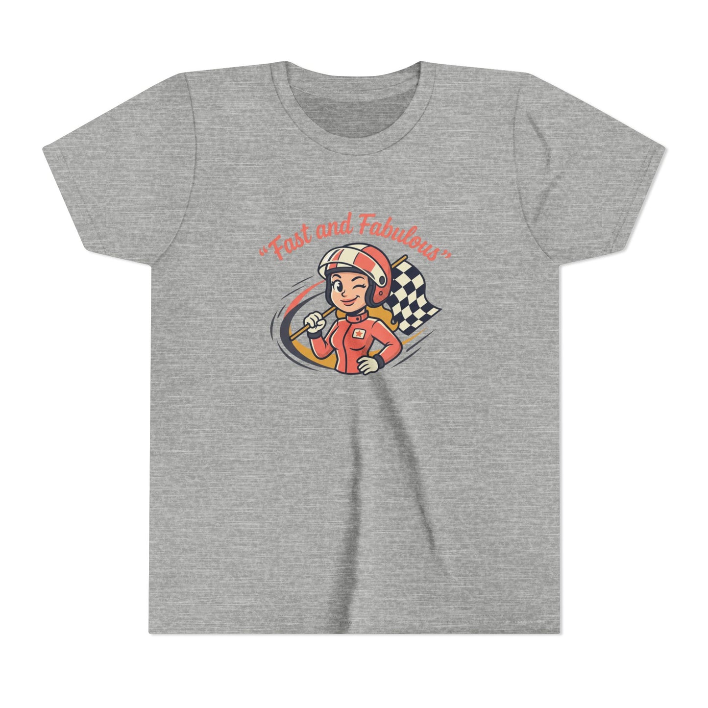 Fast and Fabulous Youth Tee — Retro Girl Racer Kids Shirt