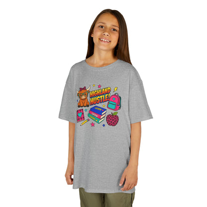Kids Tee — Highland Hustler Cute Scottish Cow Graphic