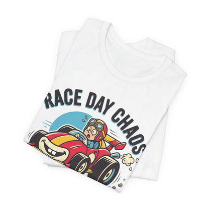 Race Day Chaos Tee — "Hold On For Dear Life" Racing Car Graphic Shirt