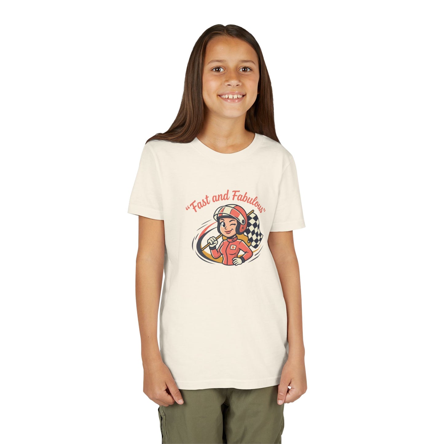Fast and Fabulous Youth Tee — Retro Girl Racer Kids Shirt