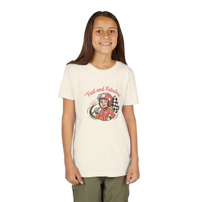 Fast and Fabulous Youth Tee — Retro Girl Racer Kids Shirt