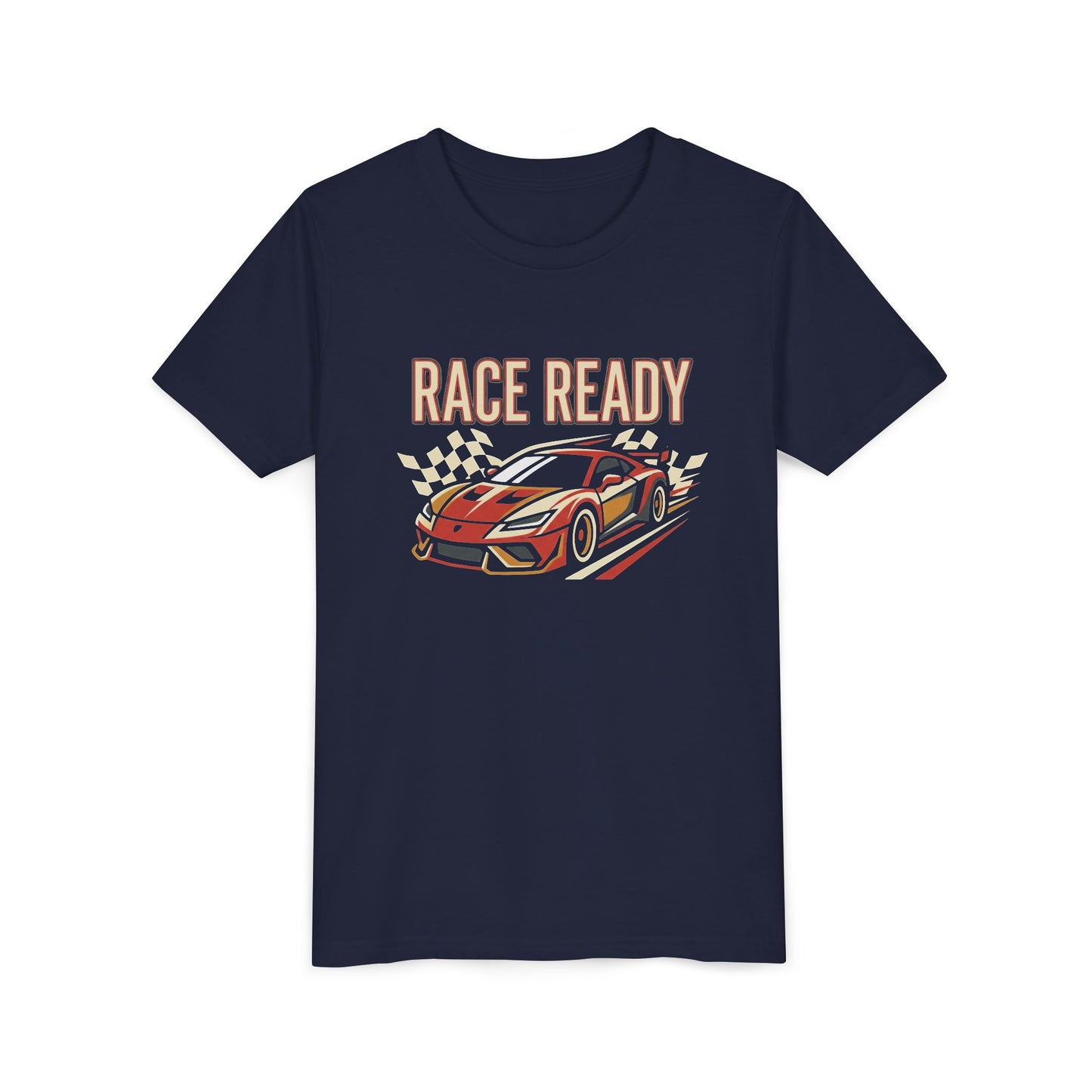 Race Ready Youth T‑Shirt — Kids Racing Car Graphic Tee
