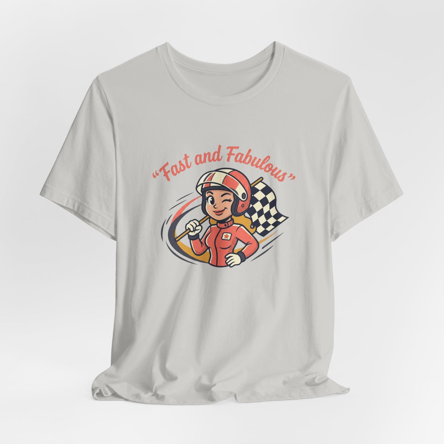 Fast and Fabulous Racing Tee — Vintage Female Racer Graphic T-Shirt