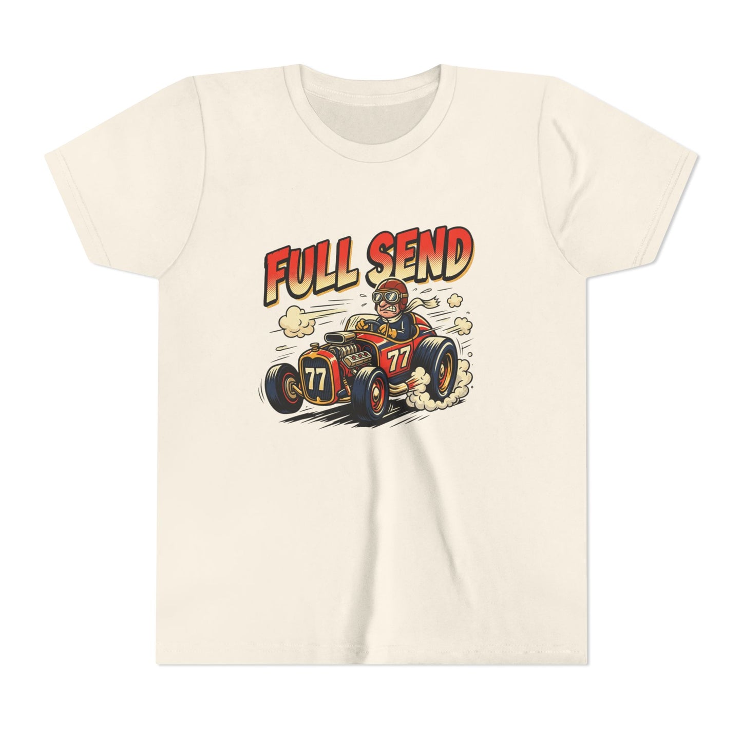 Youth Tee - "Full Send" Vintage Racecar Kids T‑Shirt