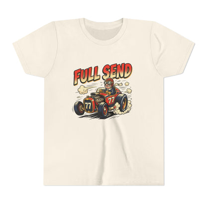 Youth Tee - "Full Send" Vintage Racecar Kids T‑Shirt