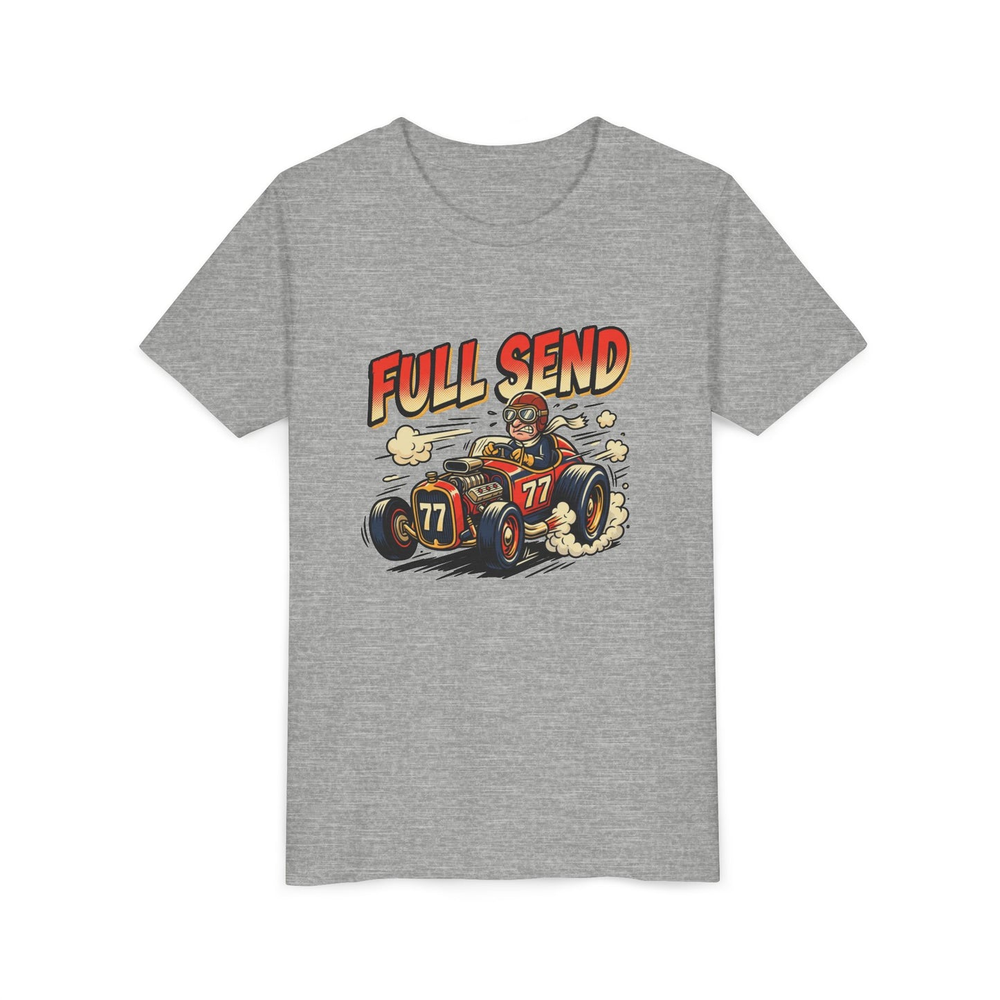 Youth Tee - "Full Send" Vintage Racecar Kids T‑Shirt
