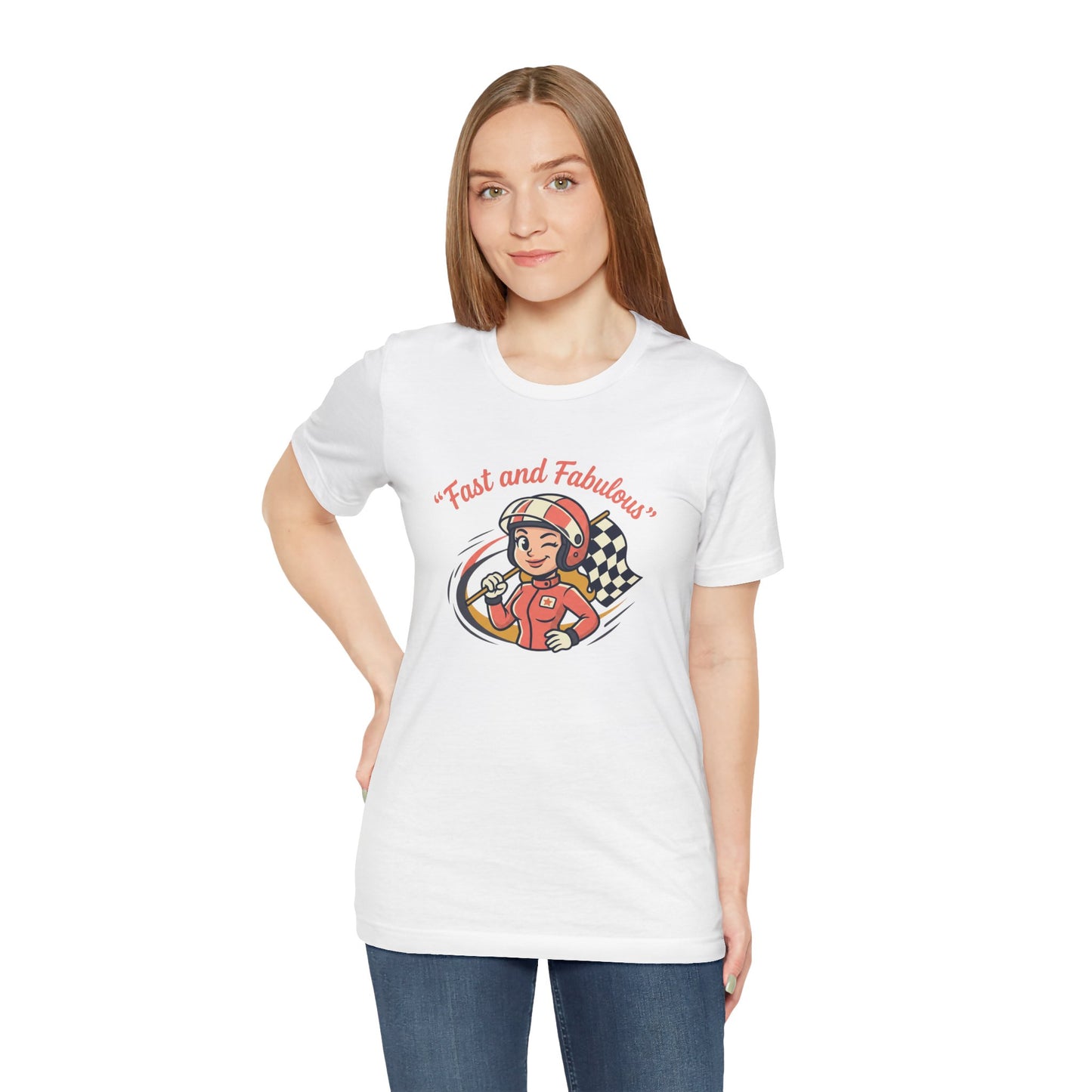 Fast and Fabulous Racing Tee — Vintage Female Racer Graphic T-Shirt