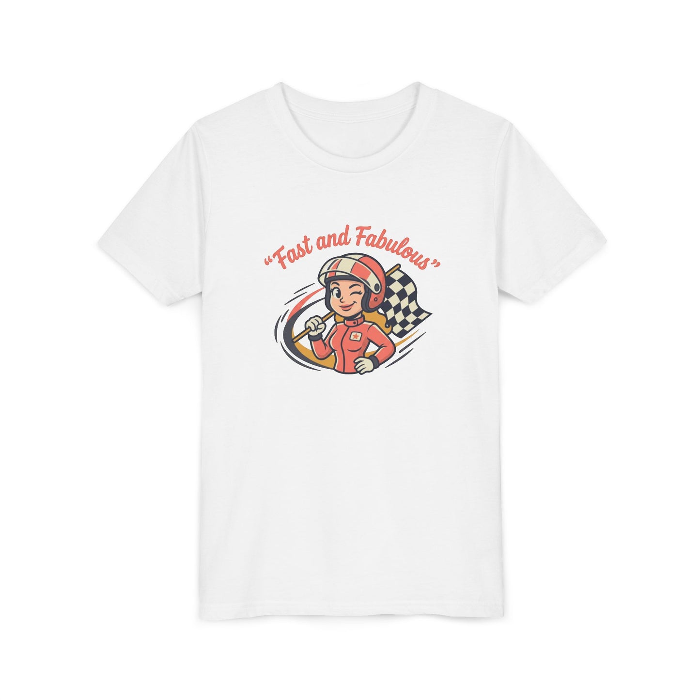Fast and Fabulous Youth Tee — Retro Girl Racer Kids Shirt