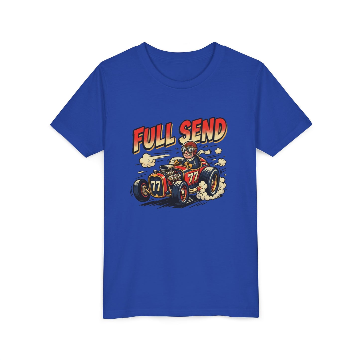 Youth Tee - "Full Send" Vintage Racecar Kids T‑Shirt