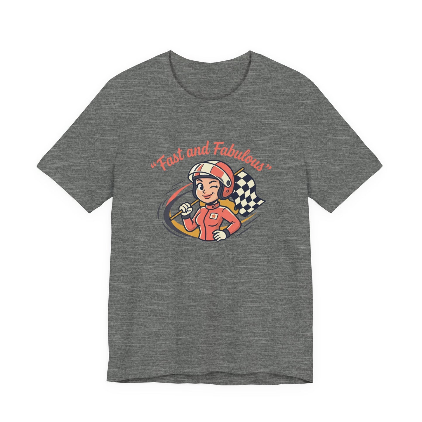 Fast and Fabulous Racing Tee — Vintage Female Racer Graphic T-Shirt