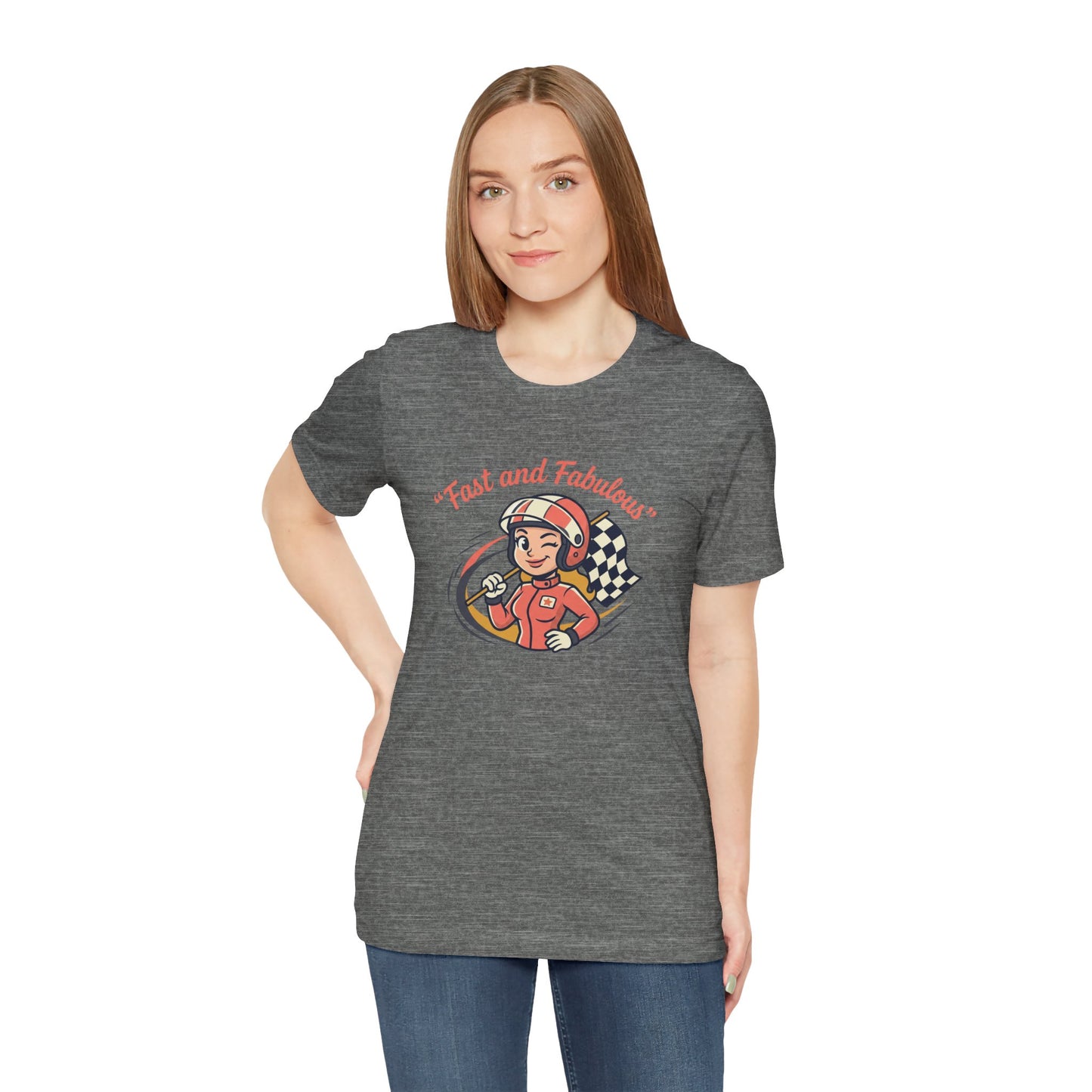 Fast and Fabulous Racing Tee — Vintage Female Racer Graphic T-Shirt