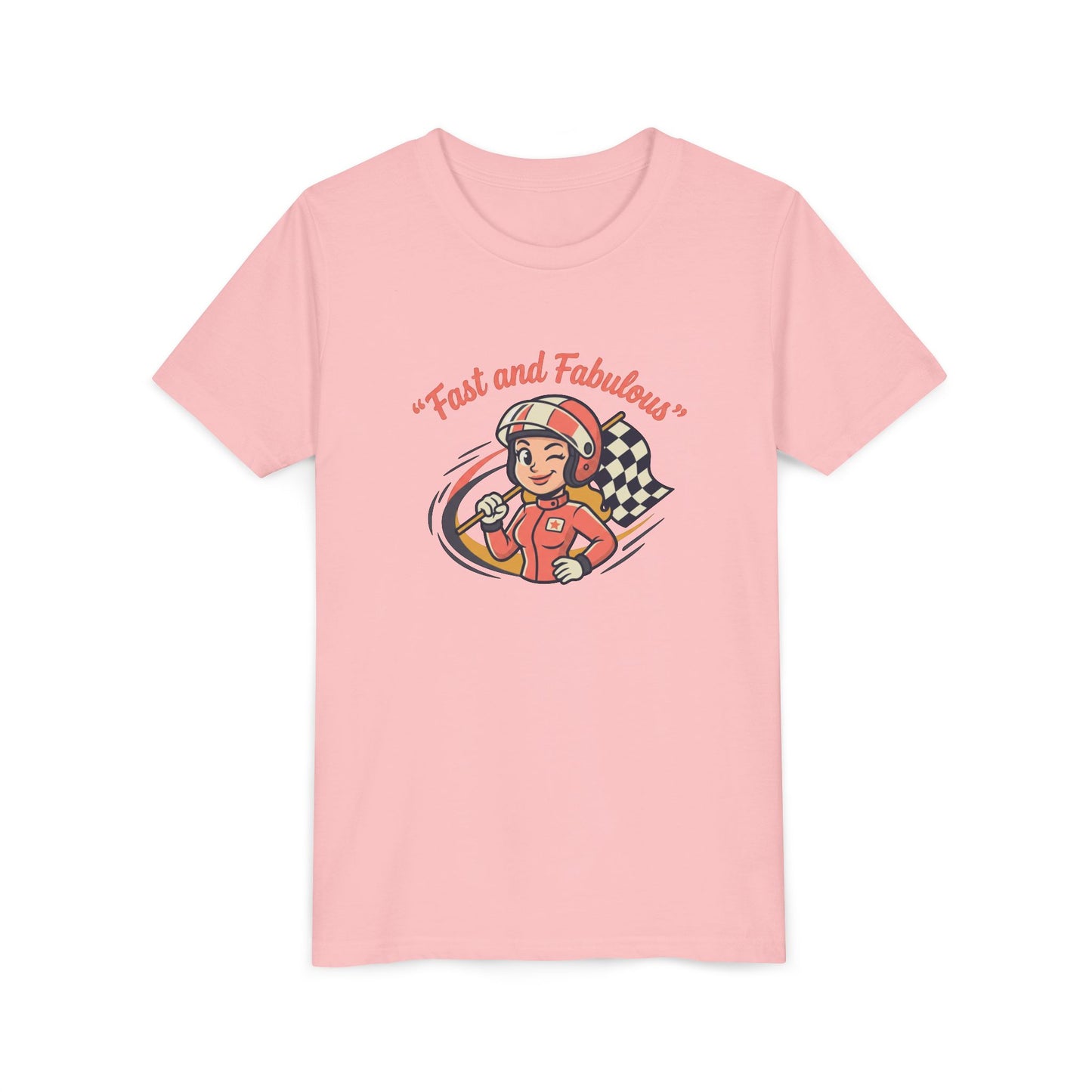 Fast and Fabulous Youth Tee — Retro Girl Racer Kids Shirt