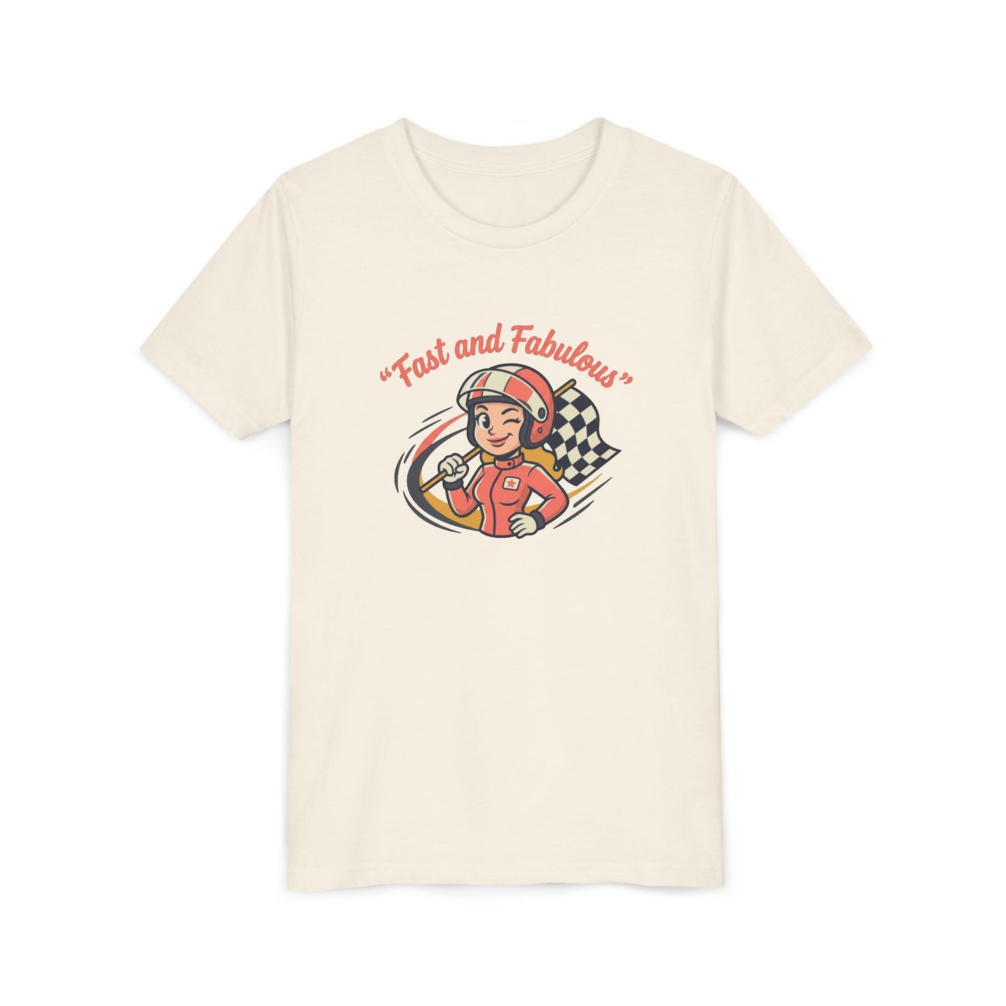 Fast and Fabulous Youth Tee — Retro Girl Racer Kids Shirt