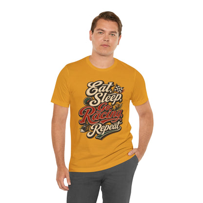 Racing T-Shirt — "Eat Sleep Go Racing Repeat" Retro Graphic Tee