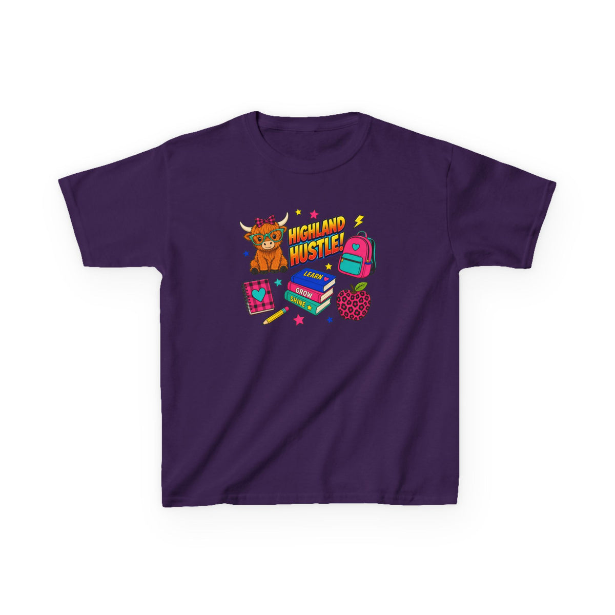 Kids Tee — Highland Hustler Cute Scottish Cow Graphic