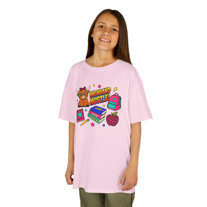 Kids Tee — Highland Hustler Cute Scottish Cow Graphic