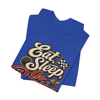 Racing T-Shirt — "Eat Sleep Go Racing Repeat" Retro Graphic Tee