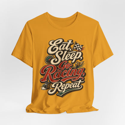 Racing T-Shirt — "Eat Sleep Go Racing Repeat" Retro Graphic Tee