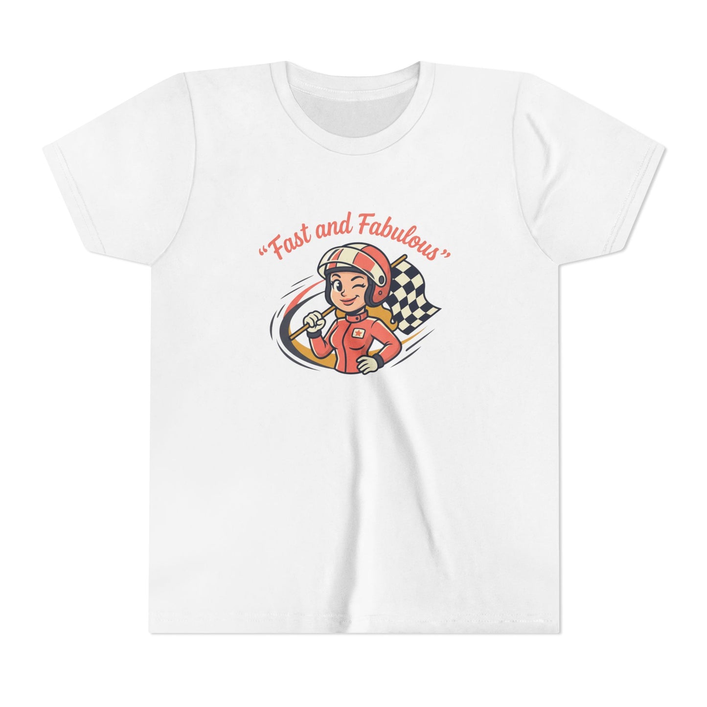 Fast and Fabulous Youth Tee — Retro Girl Racer Kids Shirt