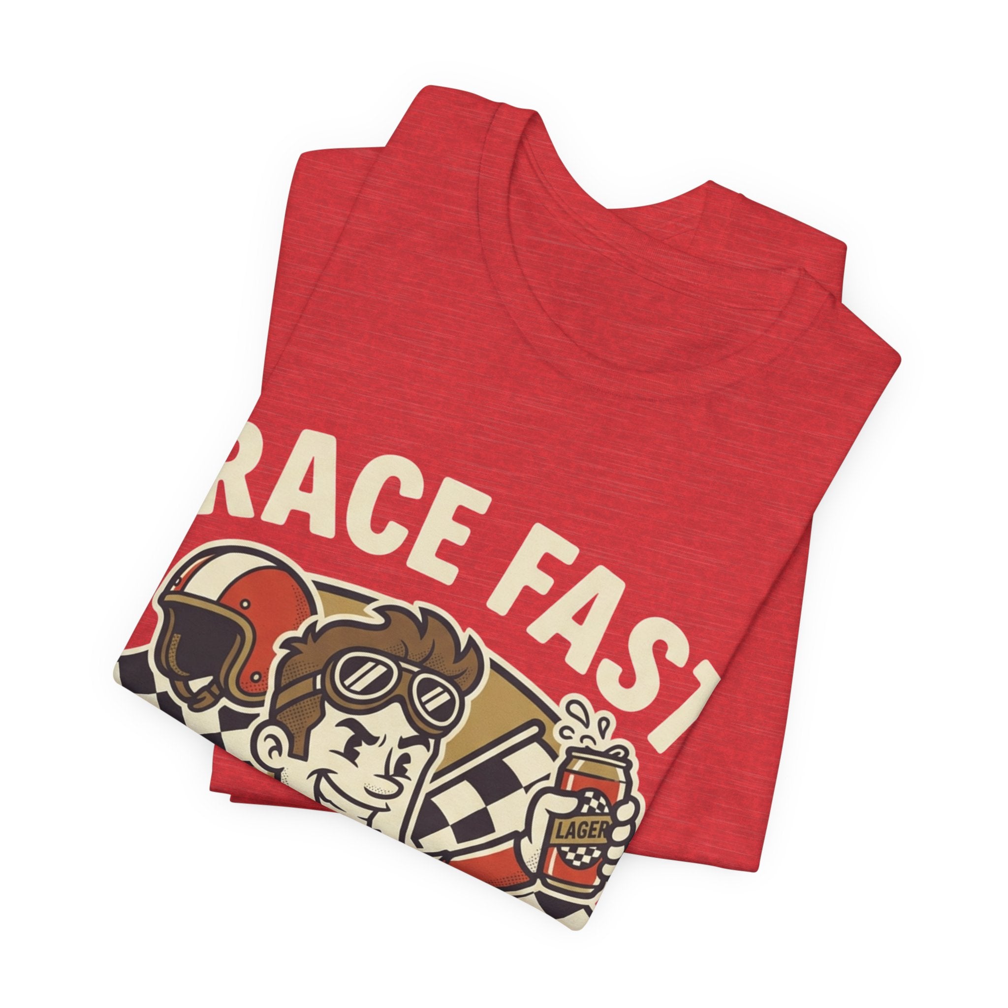Race Fast Drink Faster Tee — Retro Racing Graphic T-Shirt