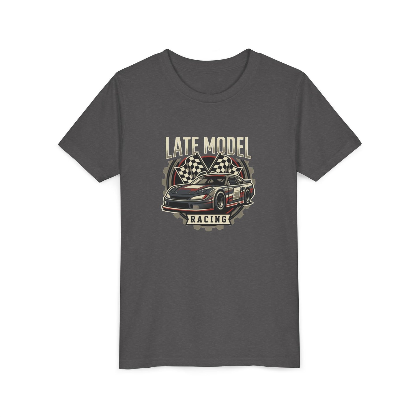Youth Racing Tee — "Late Model Racing" Car Graphic