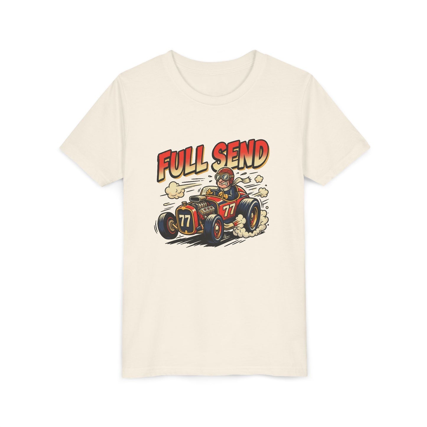 Youth Tee - "Full Send" Vintage Racecar Kids T‑Shirt