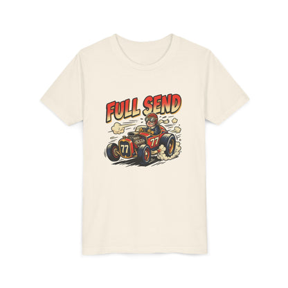 Youth Tee - "Full Send" Vintage Racecar Kids T‑Shirt