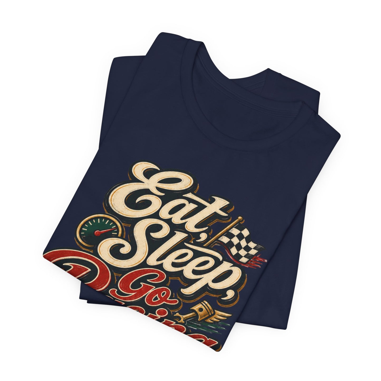 Racing T-Shirt — "Eat Sleep Go Racing Repeat" Retro Graphic Tee