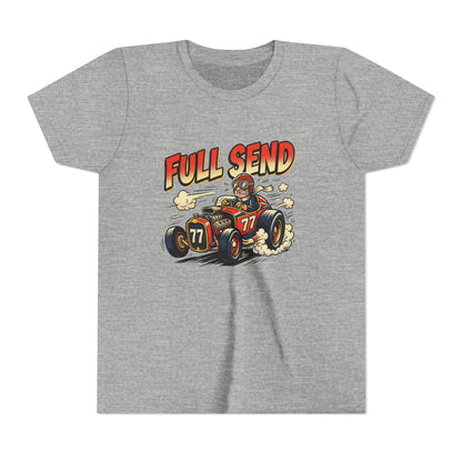 Youth Tee - "Full Send" Vintage Racecar Kids T‑Shirt