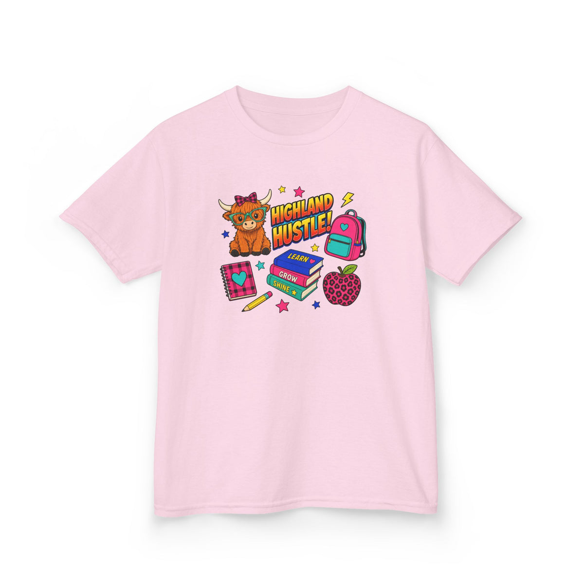 Kids Tee — Highland Hustler Cute Scottish Cow Graphic