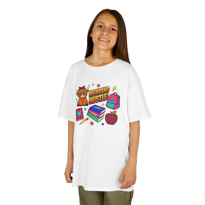 Kids Tee — Highland Hustler Cute Scottish Cow Graphic