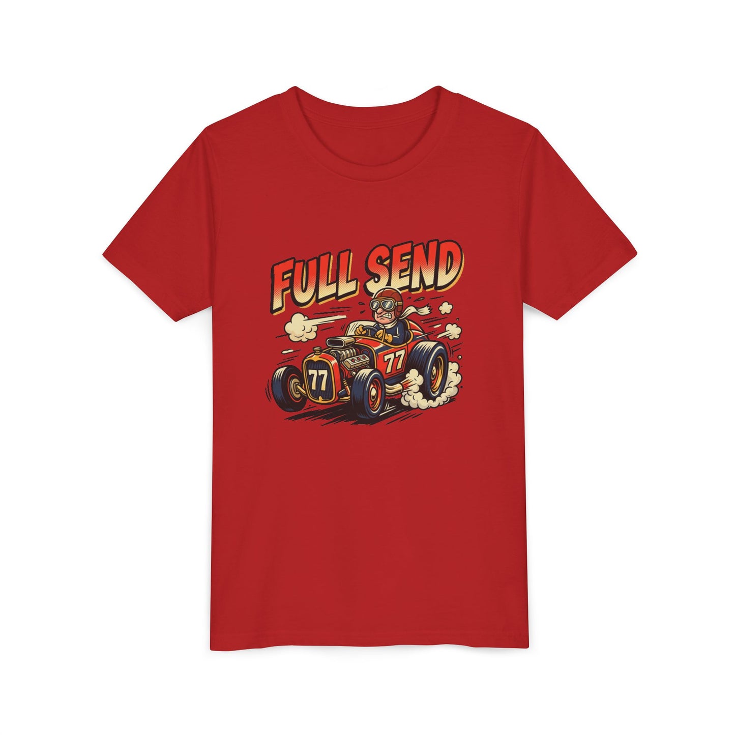 Youth Tee - "Full Send" Vintage Racecar Kids T‑Shirt