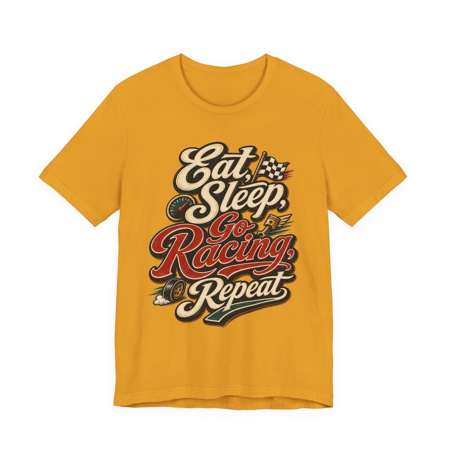 Racing T-Shirt — "Eat Sleep Go Racing Repeat" Retro Graphic Tee