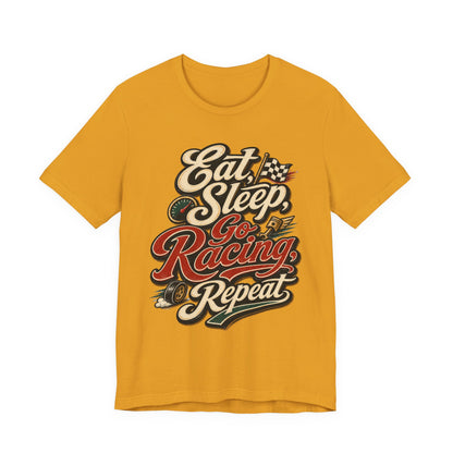 Racing T-Shirt — "Eat Sleep Go Racing Repeat" Retro Graphic Tee