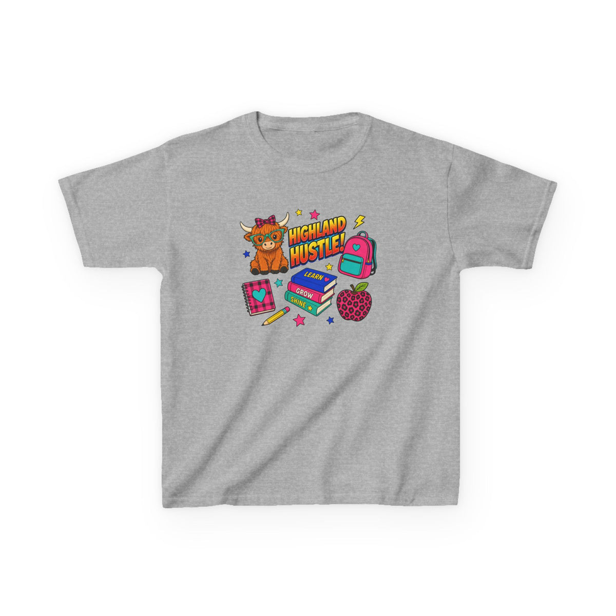 Kids Tee — Highland Hustler Cute Scottish Cow Graphic
