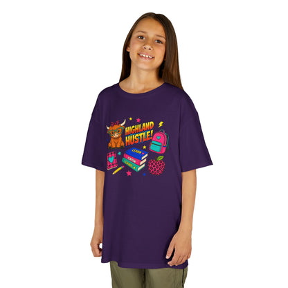 Kids Tee — Highland Hustler Cute Scottish Cow Graphic