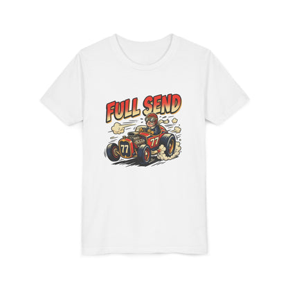 Youth Tee - "Full Send" Vintage Racecar Kids T‑Shirt