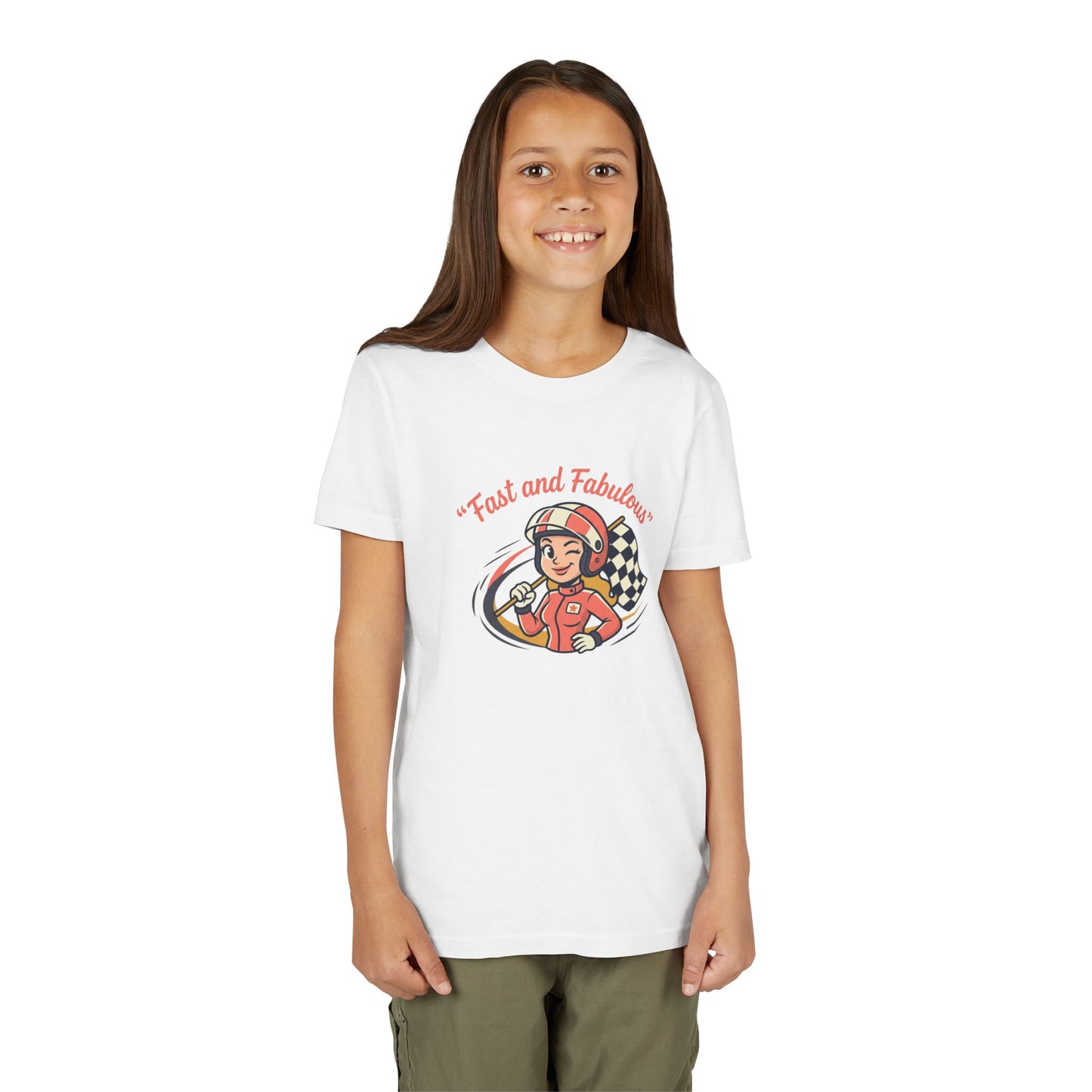 Fast and Fabulous Youth Tee — Retro Girl Racer Kids Shirt