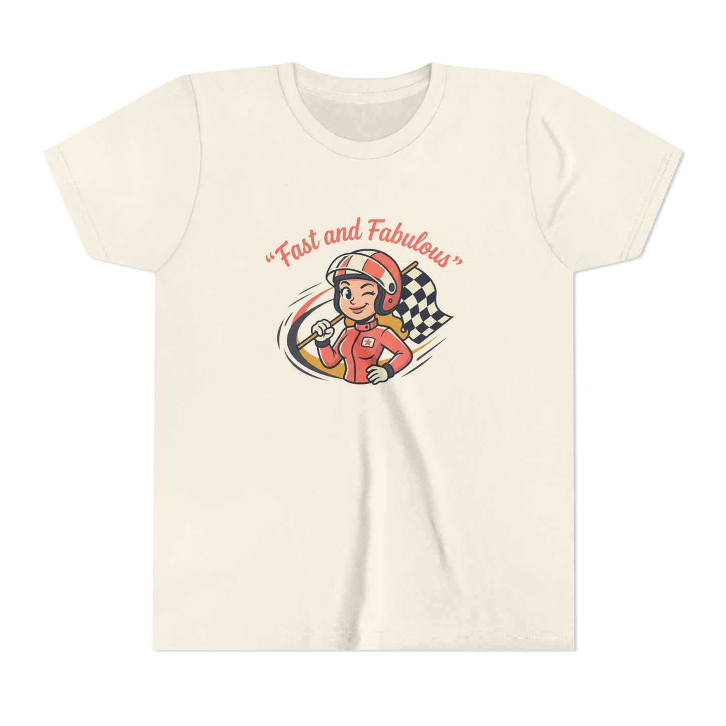Fast and Fabulous Youth Tee — Retro Girl Racer Kids Shirt