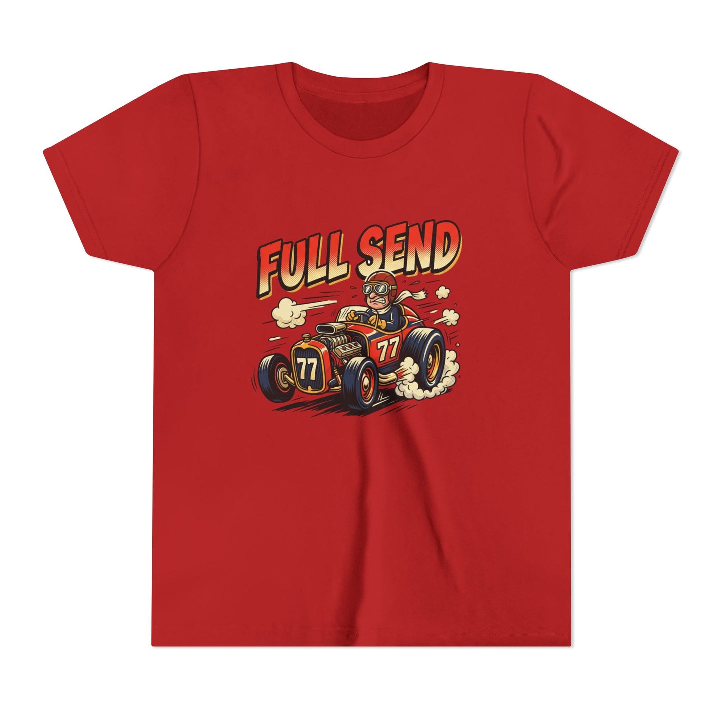 Youth Tee - "Full Send" Vintage Racecar Kids T‑Shirt