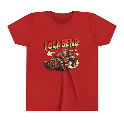 Youth Tee - "Full Send" Vintage Racecar Kids T‑Shirt