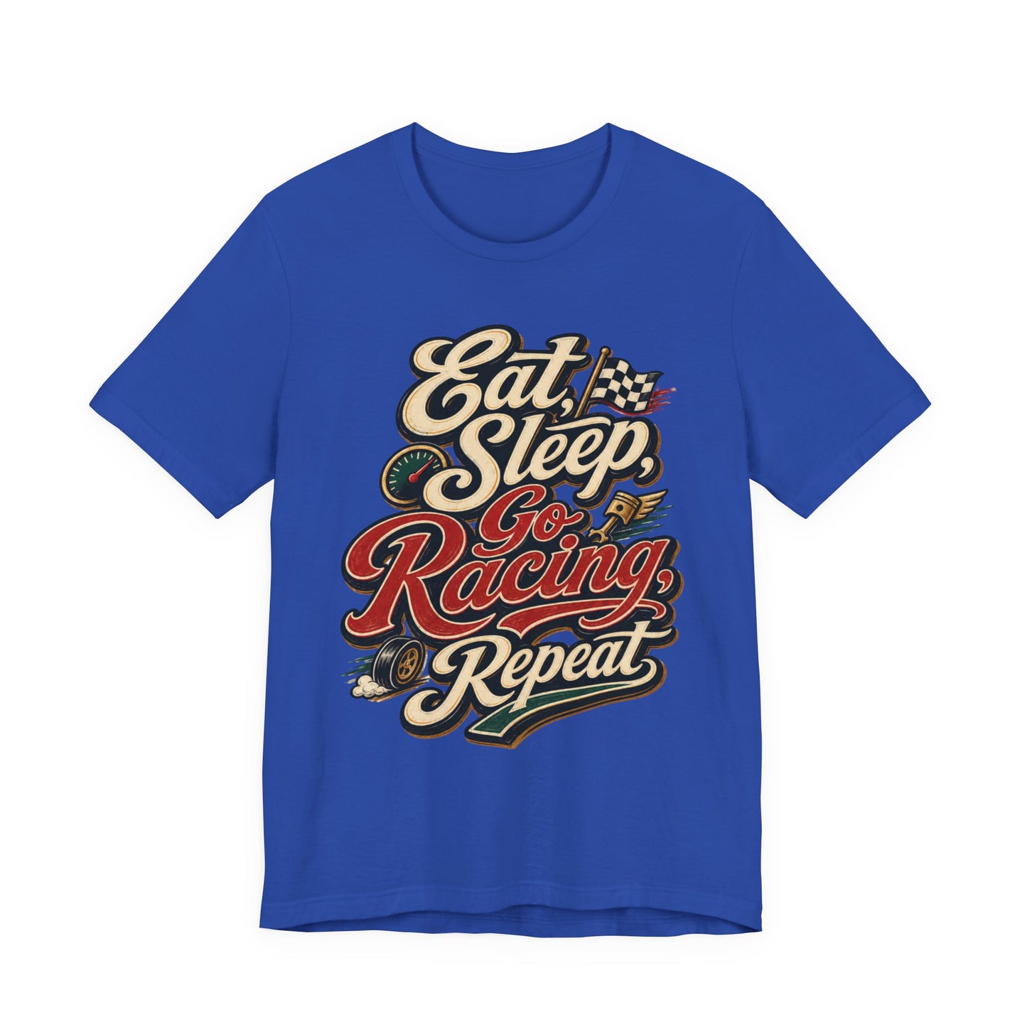 Racing T-Shirt — "Eat Sleep Go Racing Repeat" Retro Graphic Tee
